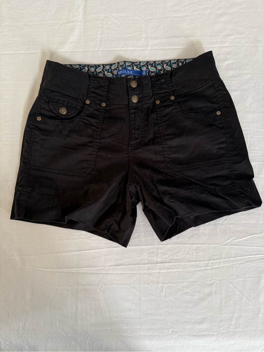 Black Mid-Rise Women’s Jean Shorts with Button Front